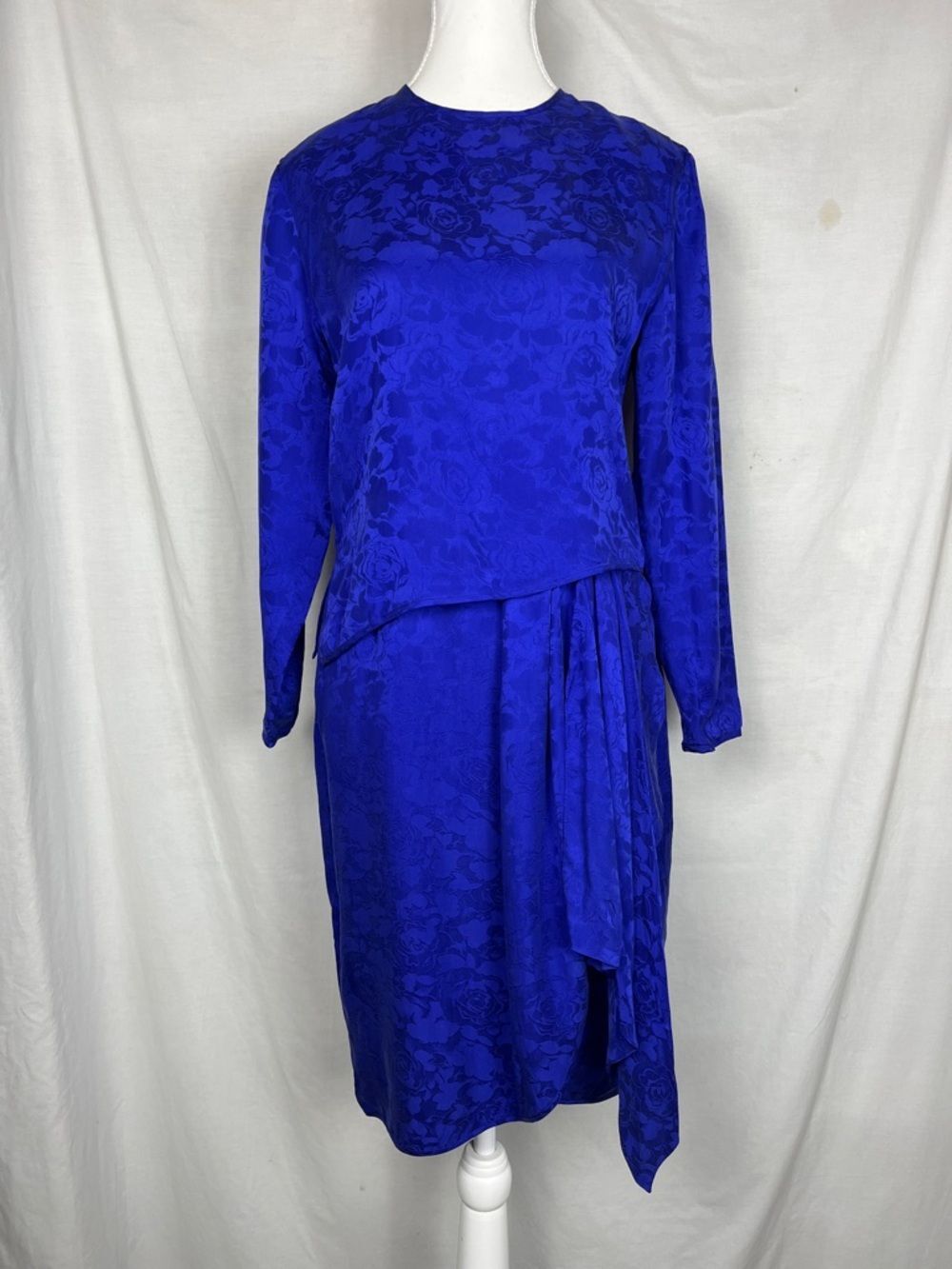 VIntage 1980s Nordstrom Gallery 100% Silk Blue Midi Dress